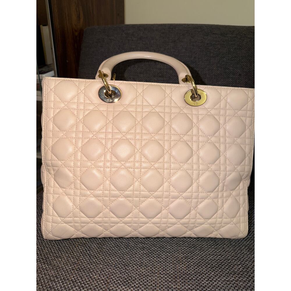 Christian Dior Cannage Quilted Leather Lambskin Lady Dior Bag Large Light Pink - Picture 3 of 16
